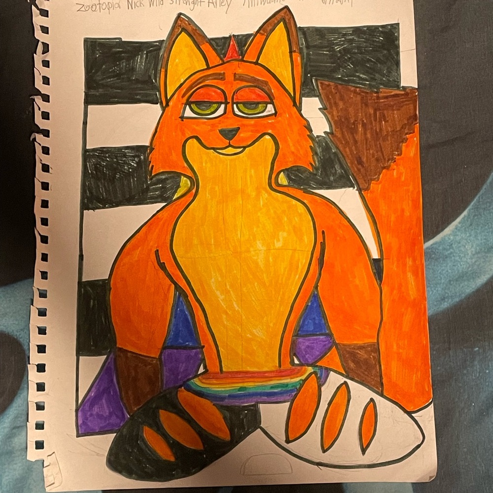Vibrant Orange Fox Art Illustration
